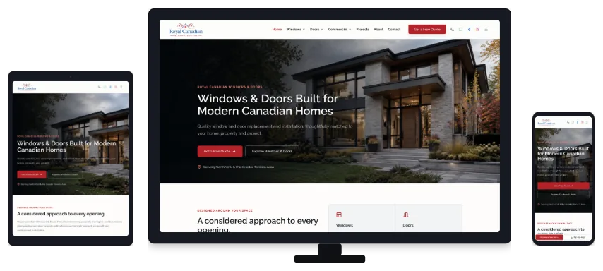 Royal Canadian Windows and Doors website design